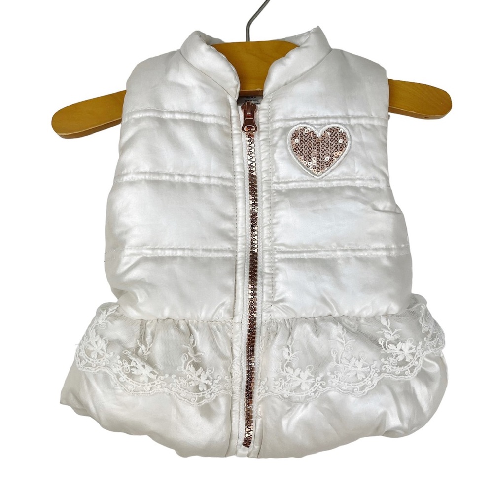Little Lass Puffer Vest Lace Trim Size 6/9 Months